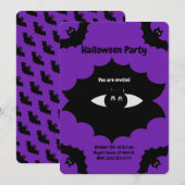 Halloween Bats op Royal Paars Kaart (Voorkant / Achterkant)