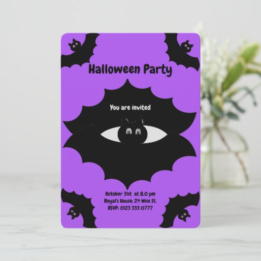 Halloween Bats op Ultra Violet Kaart (Staand voorkant)