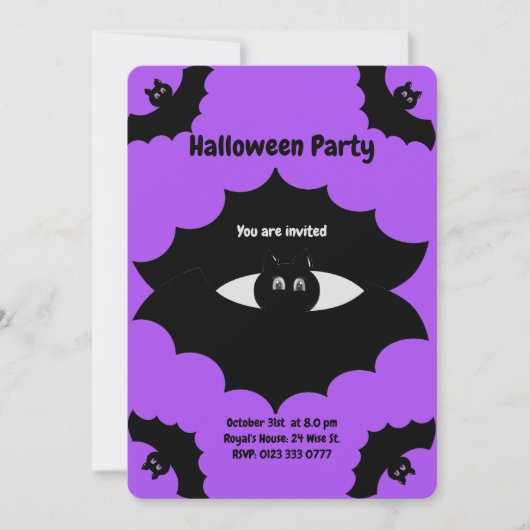 Halloween Bats op Ultra Violet Kaart (Voorkant)