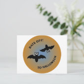 Halloween Bats Oranje Blue Briefkaart (Staand voorkant)