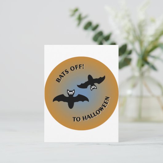 Halloween Bats Oranje Blue Briefkaart (Staand voorkant)