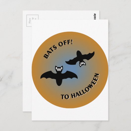 Halloween Bats Oranje Blue Briefkaart (Voorkant / Achterkant)