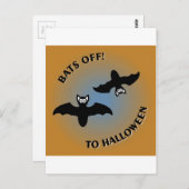 Halloween Bats Oranje Blue Briefkaart (Voorkant / Achterkant)