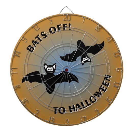 Halloween Bats Oranje Blue Dartbord (Voorkant)