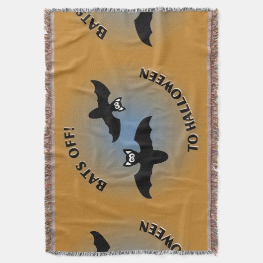 Halloween Bats Oranje Blue Deken (Voorkant Verticaal)