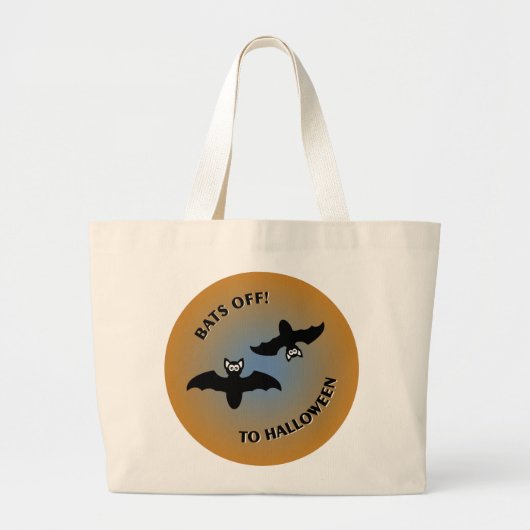 Halloween Bats Oranje Blue Grote Tote Bag (Voorkant)