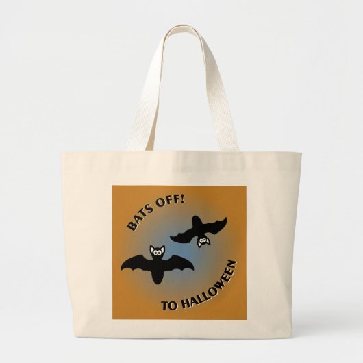 Halloween Bats Oranje Blue Grote Tote Bag (Voorkant)