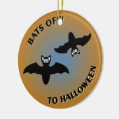 Halloween Bats Oranje Blue Keramisch Ornament (Links)