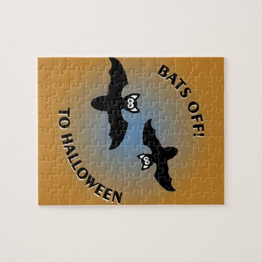 Halloween Bats Oranje Blue Legpuzzel (Horizontaal)