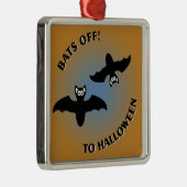 Halloween Bats Oranje Blue Metalen Ornament (Rechts)