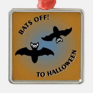 Halloween Bats Oranje Blue Metalen Ornament