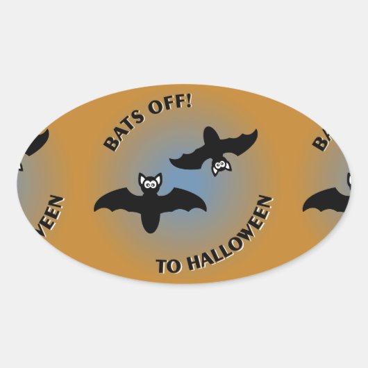 Halloween Bats Oranje Blue Ovale Sticker (Voorkant)