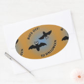 Halloween Bats Oranje Blue Ovale Sticker (Envelop)