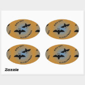 Halloween Bats Oranje Blue Ovale Sticker (Vel)