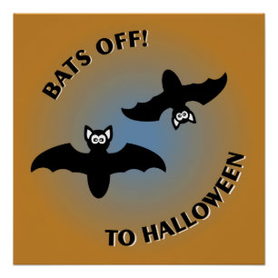 Halloween Bats Oranje Blue Perfect Poster