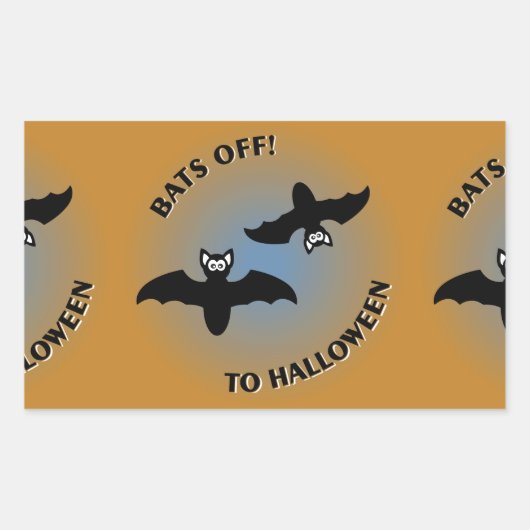 Halloween Bats Oranje Blue Rechthoekige Sticker (Voorkant)