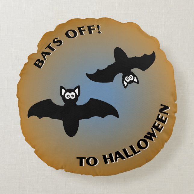 Halloween Bats Oranje Blue Rond Kussen (Voorkant)