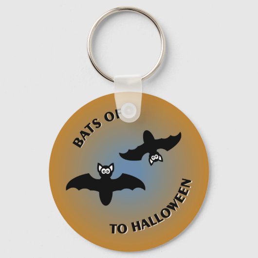Halloween Bats Oranje Blue Sleutelhanger (Voorkant)