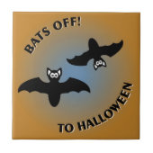 Halloween Bats Oranje Blue Tegeltje (Voorkant)