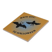 Halloween Bats Oranje Blue Tegeltje (Zijkant)