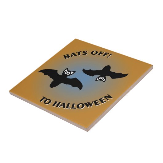 Halloween Bats Oranje Blue Tegeltje (Zijkant)
