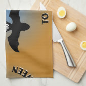 Halloween Bats Oranje Blue Theedoek (Quarter Fold)