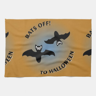 Halloween Bats Oranje Blue Theedoek