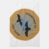 Halloween Bats Oranje Blue Theedoek (Verticaal)