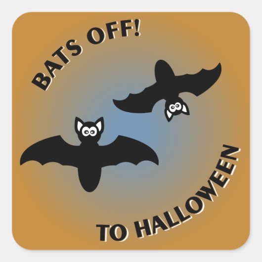 Halloween Bats Oranje Blue Vierkante Sticker (Voorkant)