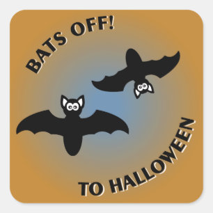 Halloween Bats Oranje Blue Vierkante Sticker