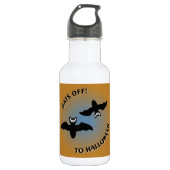 Halloween Bats Oranje Blue Waterfles (Voorkant)