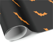 Halloween Bats Oranje op zwart Cadeaupapier (Rol Hoek)