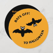 Halloween Bats Oranje Party Invitation Kaart (Voorkant / Achterkant)
