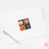 Halloween Bats, pompoenen, Snoep Vierkante Sticker (Envelop)