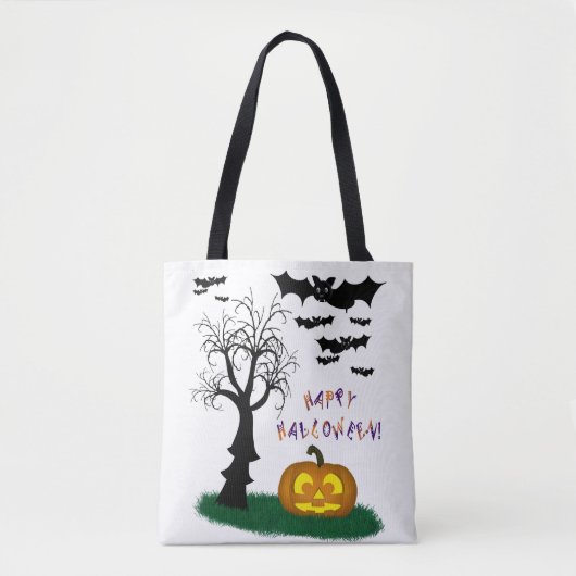 Halloween Bats Pumpkin Spooky Tree Tote Bag (Voorkant)