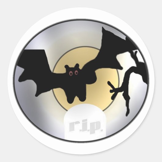 Halloween Bats RIP Ronde Sticker (Voorkant)