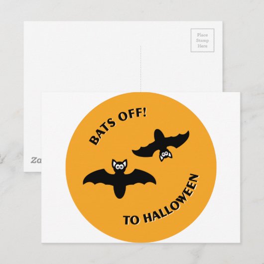 Halloween Bats Sinaasappel Briefkaart (Voorkant / Achterkant)