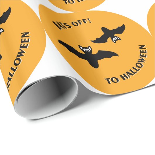 Halloween Bats Sinaasappel Cadeaupapier (Rol Hoek)