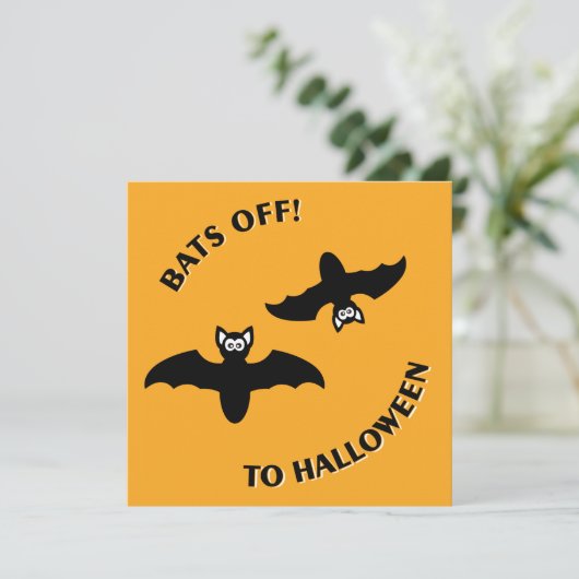 Halloween Bats Sinaasappel Kaart (Staand voorkant)