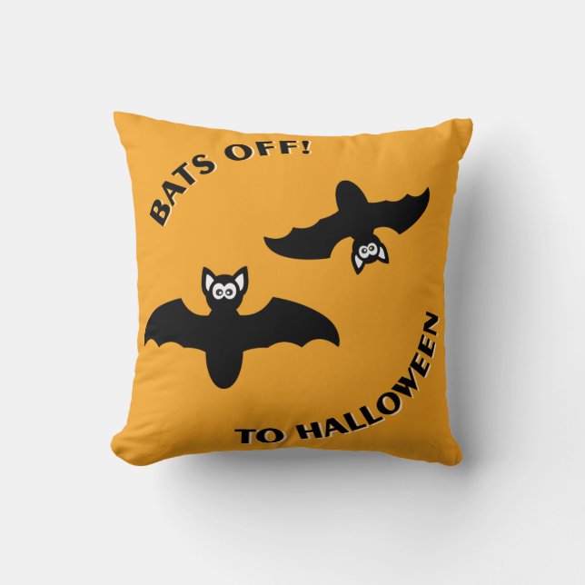 Halloween Bats Sinaasappel Kussen (Voorkant)