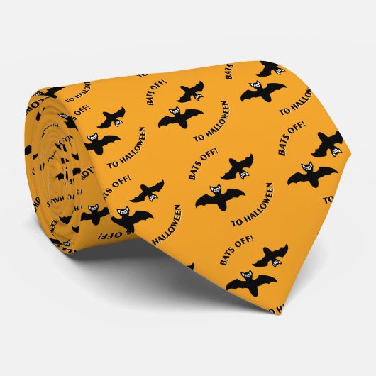 Halloween Bats Sinaasappel Stropdas (Opgerold)
