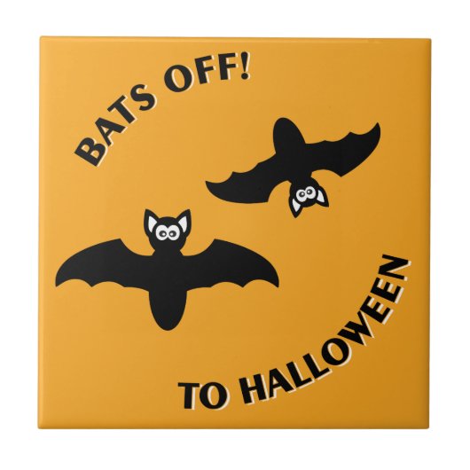 Halloween Bats Sinaasappel Tegeltje (Voorkant)