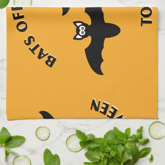 Halloween Bats Sinaasappel Theedoek (Gevouwen)