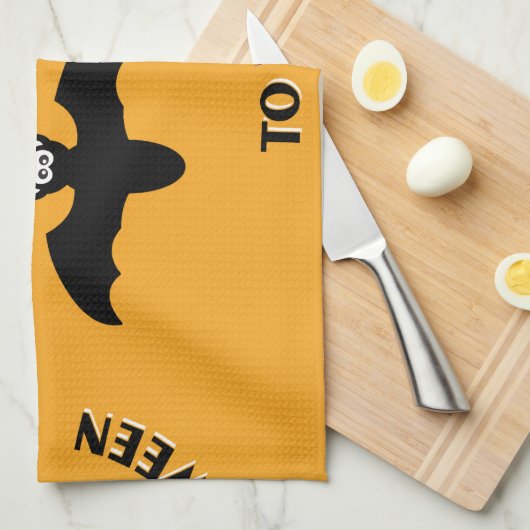 Halloween Bats Sinaasappel Theedoek (Quarter Fold)