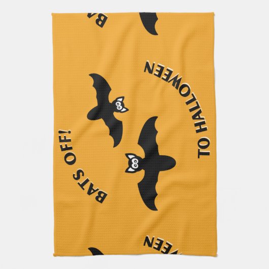 Halloween Bats Sinaasappel Theedoek (Verticaal)