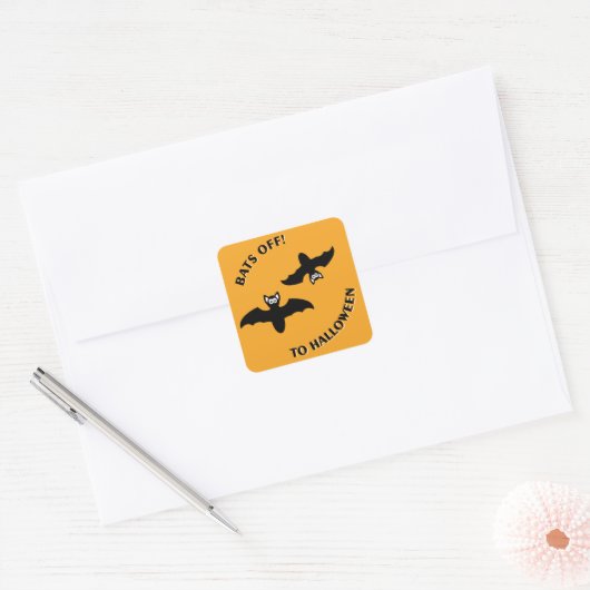 Halloween Bats Sinaasappel Vierkante Sticker (Envelop)