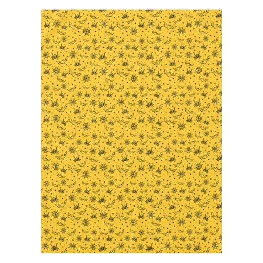Halloween Bats Spiders Web op Small Yellow Tafelkleed (Voorkant)