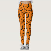 Halloween Bats Spinnen Spooky Schattige Sinaasappe Leggings (Voorkant)