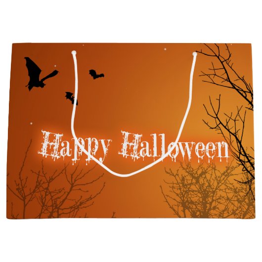 Halloween Bats & Trees - Large Gift Bag Large Cadeautasje (Voorkant)