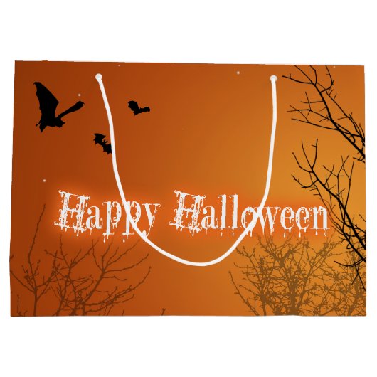 Halloween Bats & Trees - Large Gift Bag Large Cadeautasje (Achterkant)